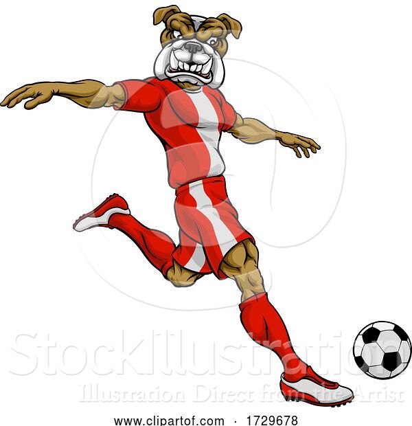 Vector Illustration of Bulldog Soccer Football Player Sports Mascot