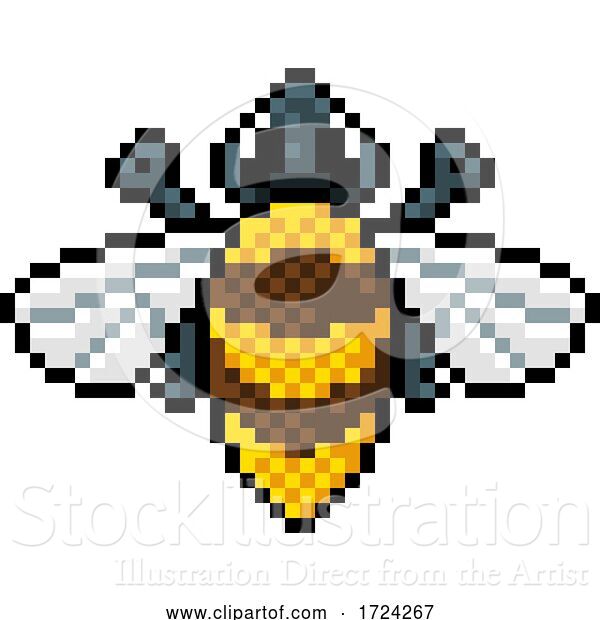 Vector Illustration of Bumble Bee Bug Insect Pixel Art Video Game Icon