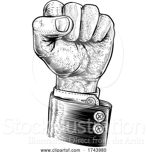 Vector Illustration of Business Fist in the Air Propaganda Poster Style