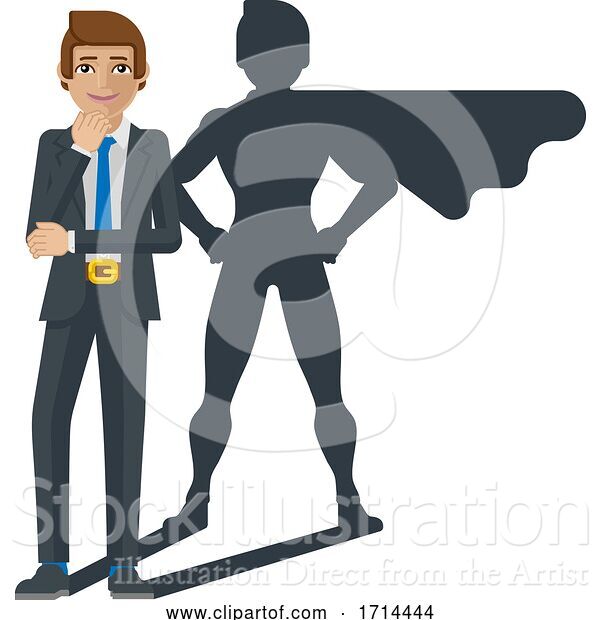 Vector Illustration of Business Man Super Hero Shadow Mascot