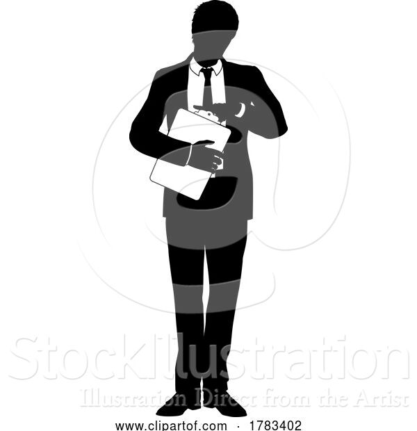 Vector Illustration of Business People Guy with Clipboard Silhouette