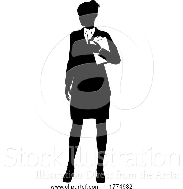 Vector Illustration of Business People Lady with Clipboard Silhouette