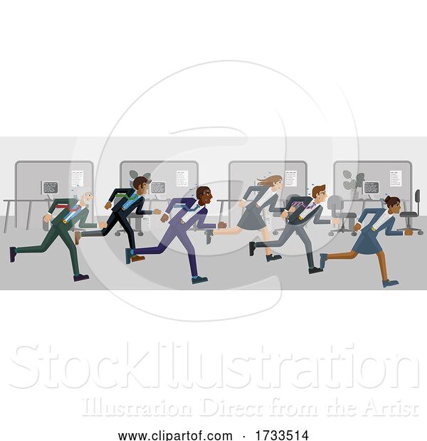 Vector Illustration of Business People Running Race Competition Concept