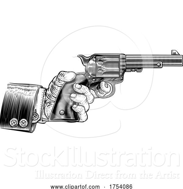 Vector Illustration of Business Suit Hand Western Cowboy Gun Pistol