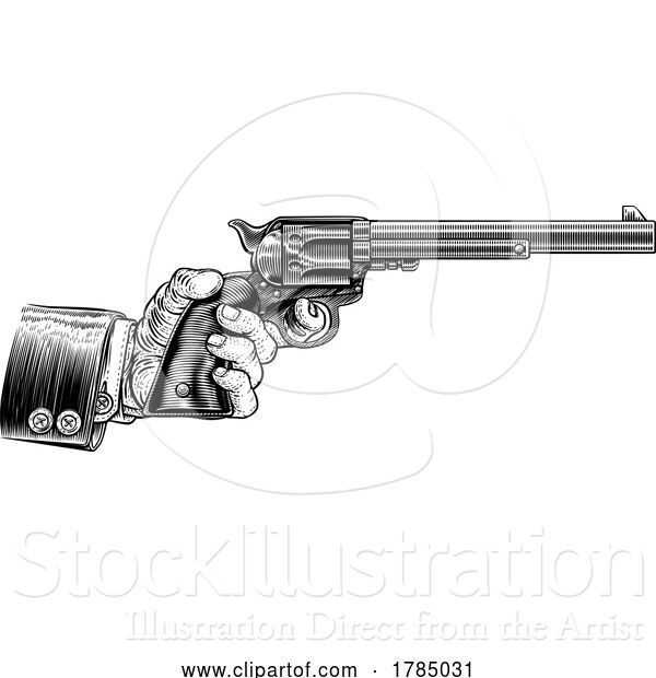 Vector Illustration of Business Suit Hand Western Cowboy Gun Pistol