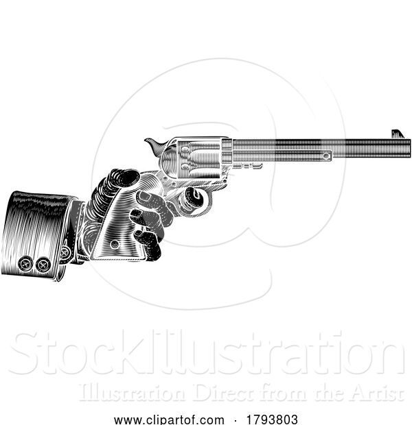 Vector Illustration of Business Suit Hand Western Cowboy Gun Pistol