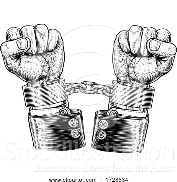 Vector Illustration of Business Suit Hands Chained Vintage Style Concept