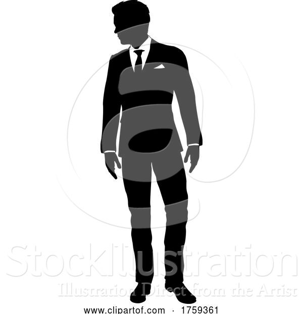 Vector Illustration of Businessman in Suit Silhouette Person