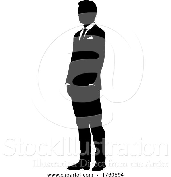 Vector Illustration of Businessman in Suit Silhouette Person