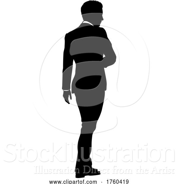 Vector Illustration of Businessman in Suit Silhouette Person