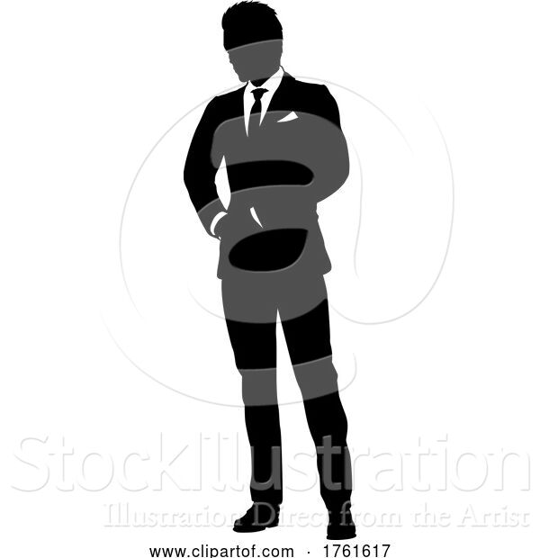 Vector Illustration of Businessman in Suit Silhouette Person