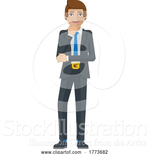 Vector Illustration of Businessman Thinking Mascot Concept