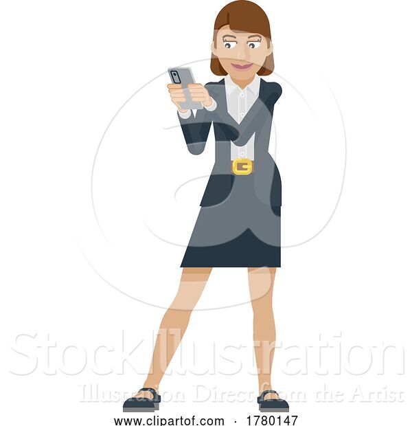 Vector Illustration of Businesswoman Holding Phone Mascot