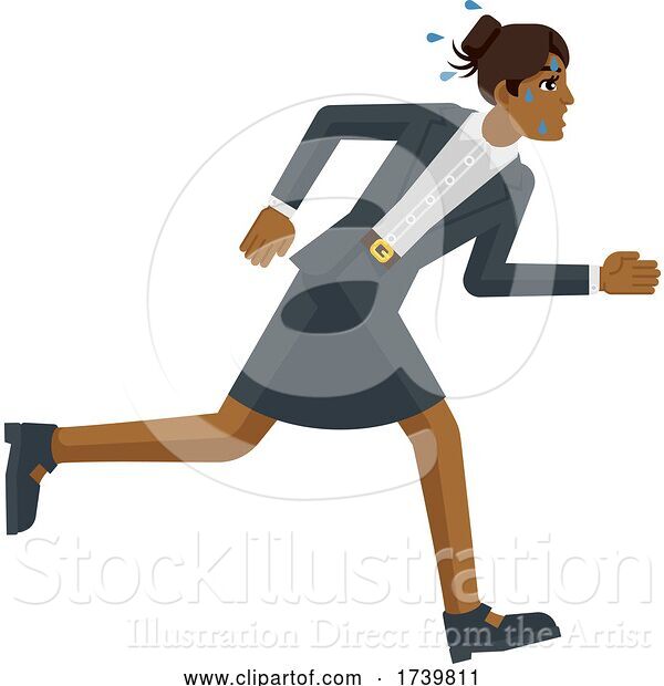 Vector Illustration of Businesswoman Stress Tired Running Race Concept