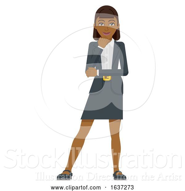 Vector Illustration of Businesswoman Thinking Mascot Concept