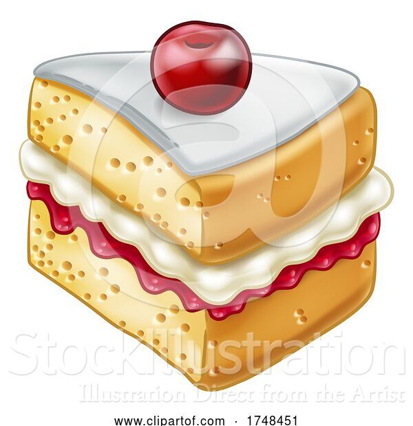 Vector Illustration of Cake Sponge Slice Jam Cream Woodcut Drawing