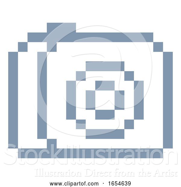 Vector Illustration of Camera Photos Pixel 8 Bit Video Game Art Icon