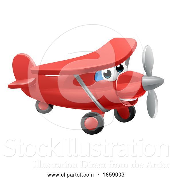 Vector Illustration of Cartoon Airplane Character