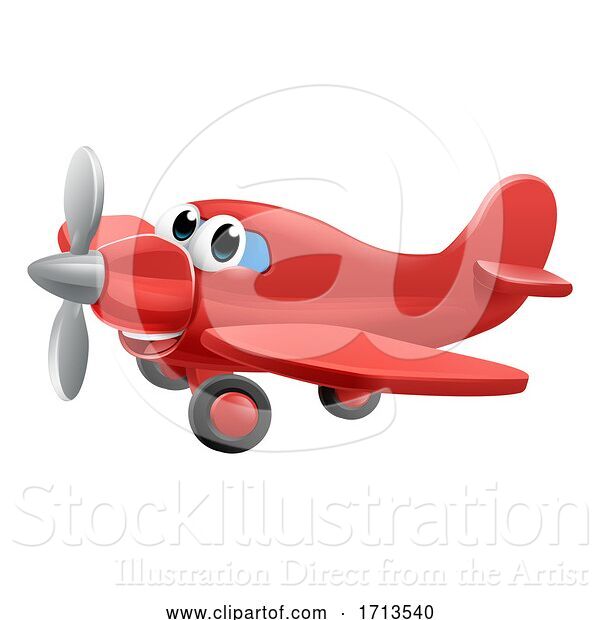 Vector Illustration of Cartoon Airplane Character