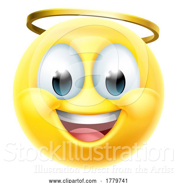 Vector Illustration of Cartoon Angel Emoji Emoticon Guy Face Icon Mascot