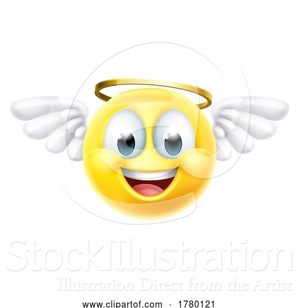 Vector Illustration of Cartoon Angel Emoji Emoticon Guy Face Icon Mascot