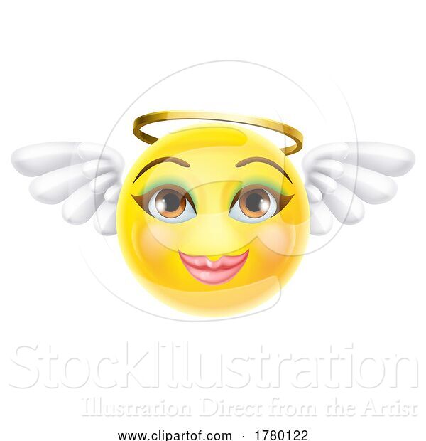 Vector Illustration of Cartoon Angel Emoji Emoticon Lady Female Icon