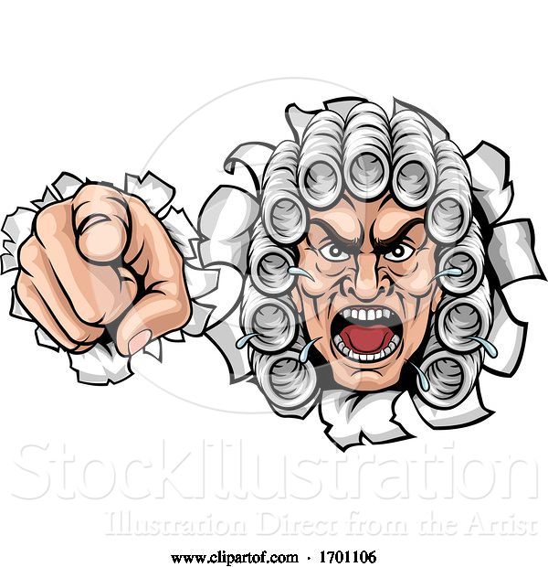 Vector Illustration of Cartoon Angry Judge Character