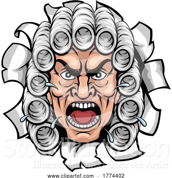 Vector Illustration of Cartoon Angry Judge Character