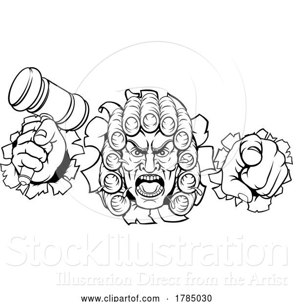 Vector Illustration of Cartoon Angry Judge Character