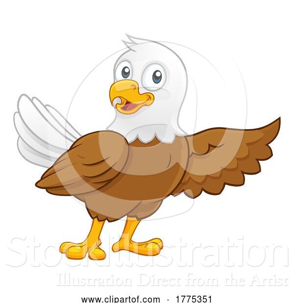 Vector Illustration of Cartoon Bald Eagle Bird Cute Wildlife Mascot