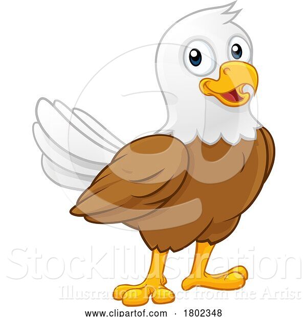 Vector Illustration of Cartoon Bald Eagle Bird Cute Wildlife Mascot