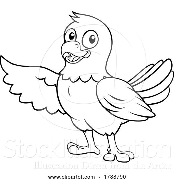 Vector Illustration of Cartoon Bald Eagle Hawk Falcon Coloring Mascot