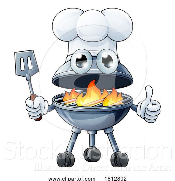 Vector Illustration of Cartoon Barbecue Chef Mascot Charcoal BBQ Person