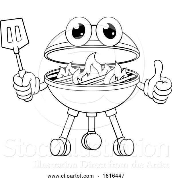 Vector Illustration of Cartoon Barbecue Mascot Charcoal BBQ Person