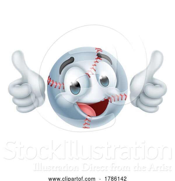 Vector Illustration of Cartoon Baseball Ball Emoticon Face Emoji Icon