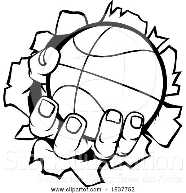 Vector Illustration of Cartoon Basketball Ball Hand Ripping Background