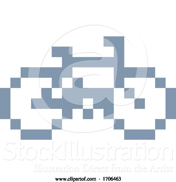 Vector Illustration of Cartoon Bike or Bicycle Pixel 8 Bit Video Game Art Icon