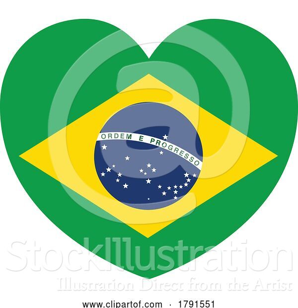 Vector Illustration of Cartoon Brazil Brazillian Flag Heart Concept