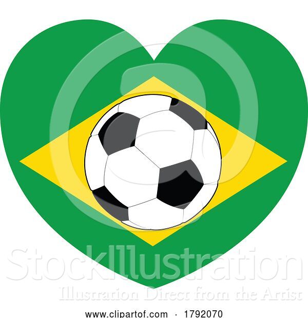 Vector Illustration of Cartoon Brazil Brazillian Flag Soccer Football Heart