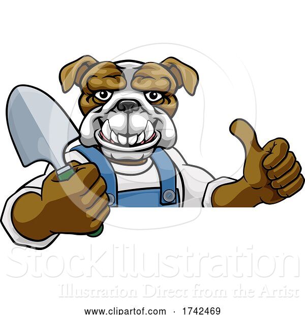 Vector Illustration of Cartoon Bulldog Gardener Gardening Animal Mascot