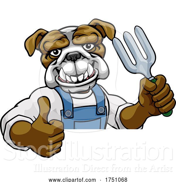 Vector Illustration of Cartoon Bulldog Gardener Gardening Animal Mascot