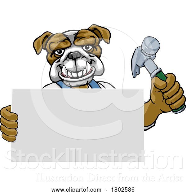 Vector Illustration of Cartoon Bulldog Hammer Mascot Handyman Carpenter