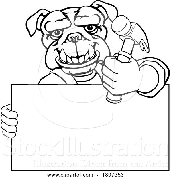 Vector Illustration of Cartoon Bulldog Hammer Mascot Handyman Carpenter