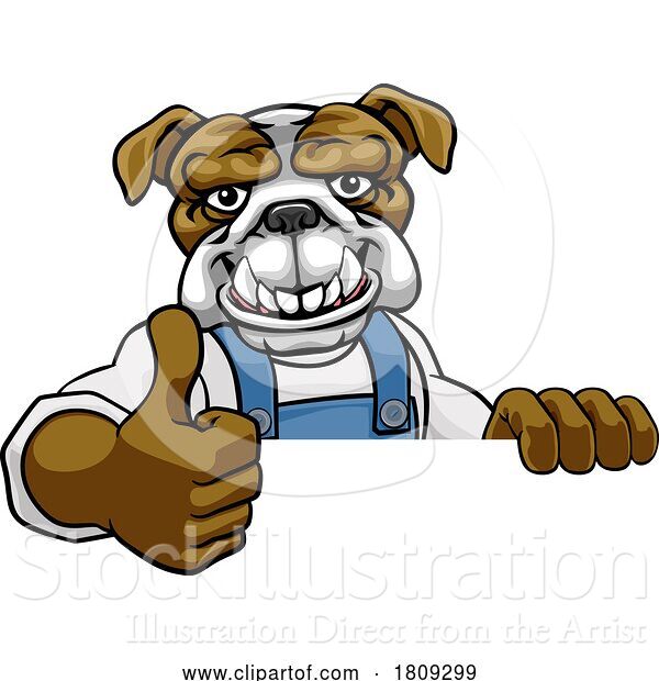 Vector Illustration of Cartoon Bulldog Mascot Decorator Gardener Handyman Worker