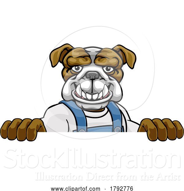 Vector Illustration of Cartoon Bulldog Mascot Plumber Mechanic Handyman Worker