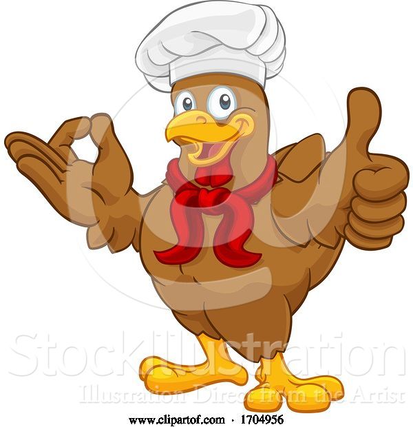 Vector Illustration of Cartoon Chef Chicken Rooster Cockerel Perfect Cartoon
