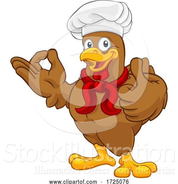 Vector Illustration of Cartoon Chef Chicken Rooster Cockerel Perfect Cartoon