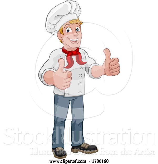 Vector Illustration of Cartoon Chef Cook Baker Thumbs up Character