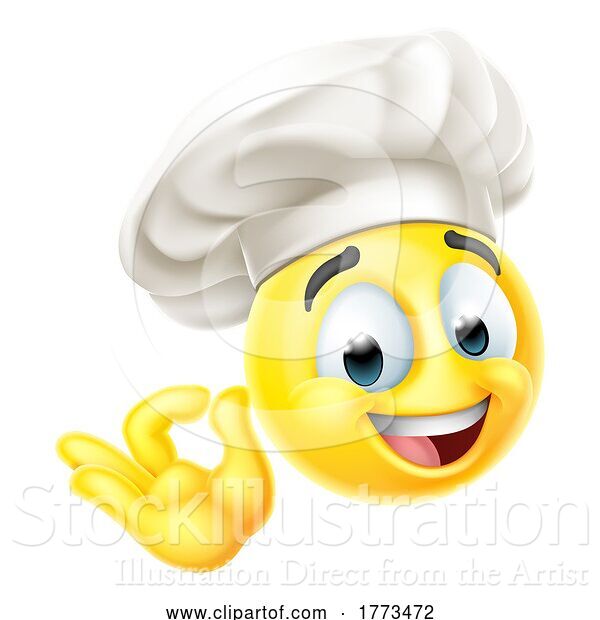Vector Illustration of Cartoon Chef Emoticon Cook Face