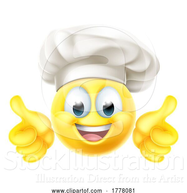 Vector Illustration of Cartoon Chef Emoticon Cook Face